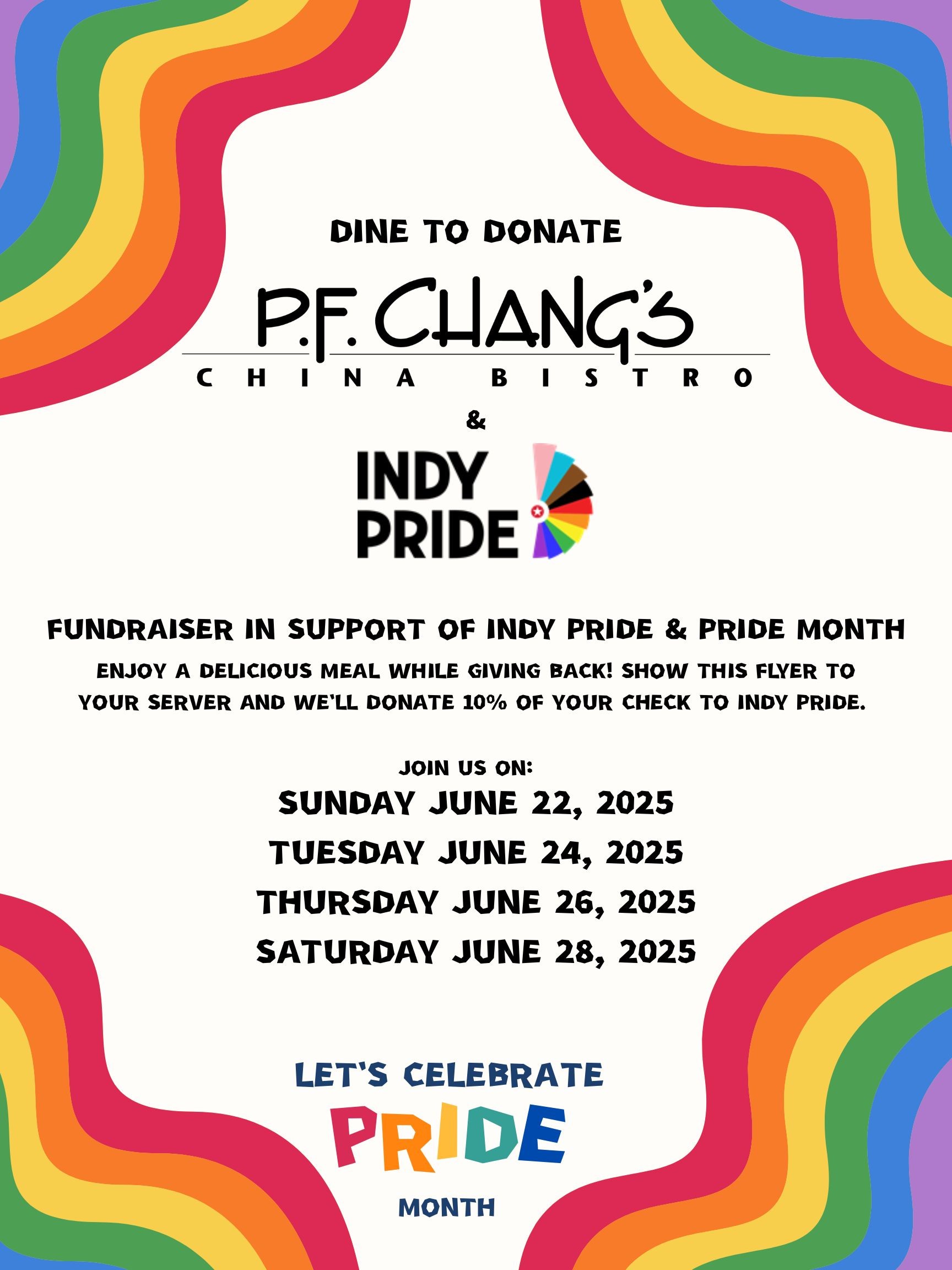 Dine to Donate with P.F. Chang’s and Indy Pride